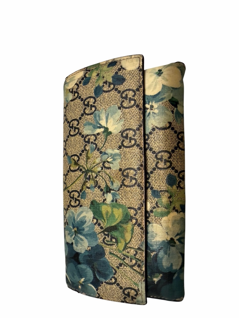 Authentic Gucci Floral GG Supreme Canvas Clutch in Blue and Green - Picture 10 of 10
